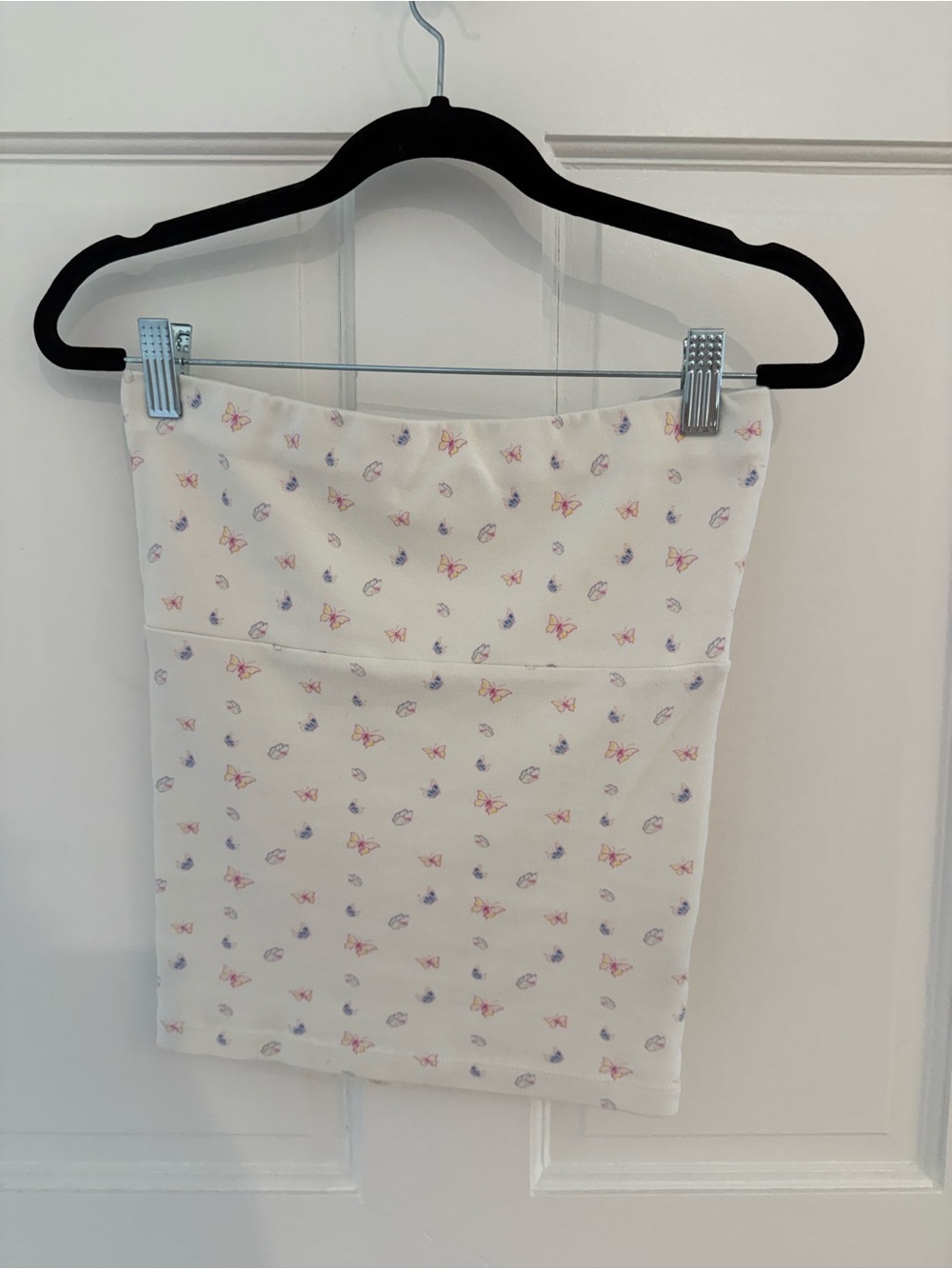 White Floral Print Tube Skirt